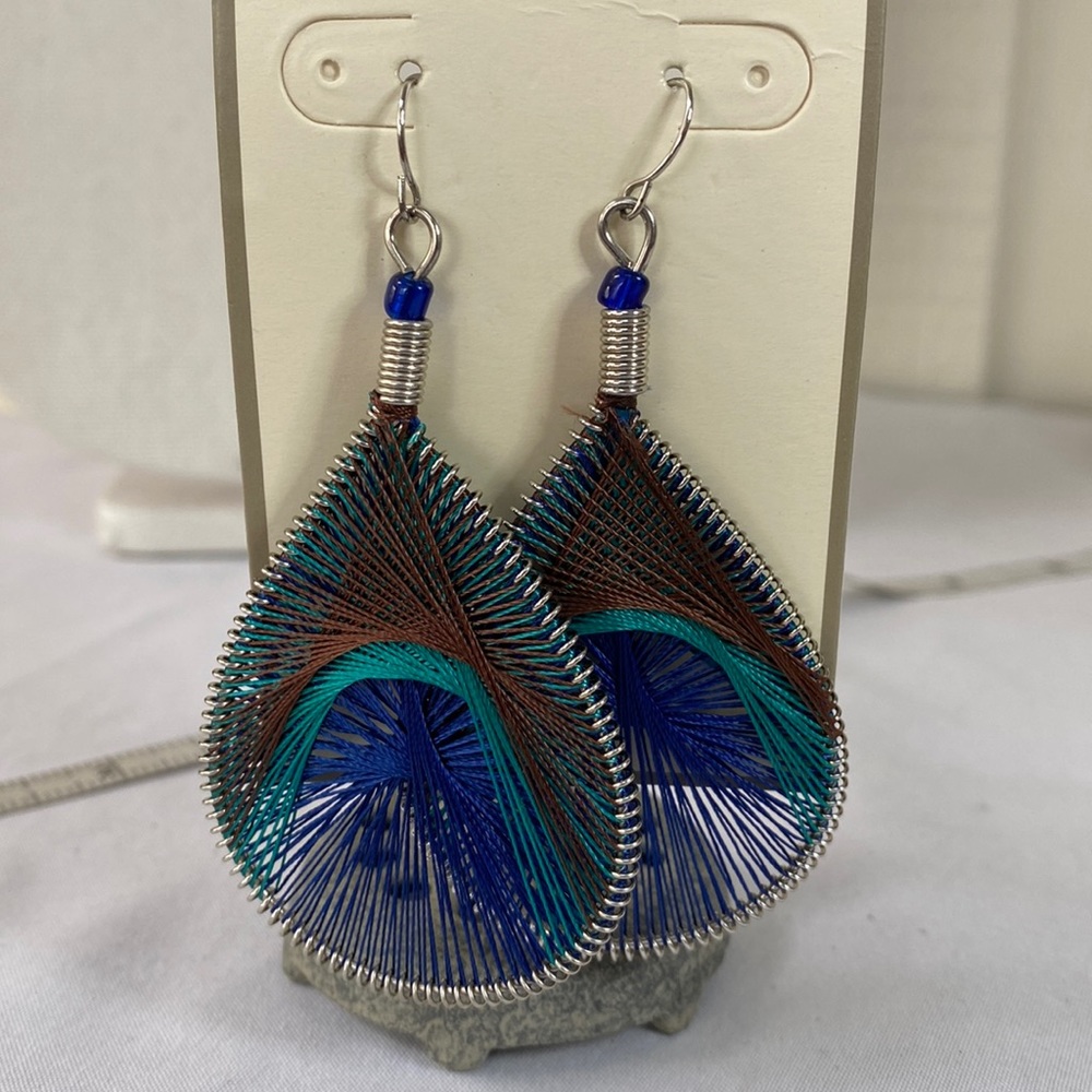 Peacock inspired string earrings